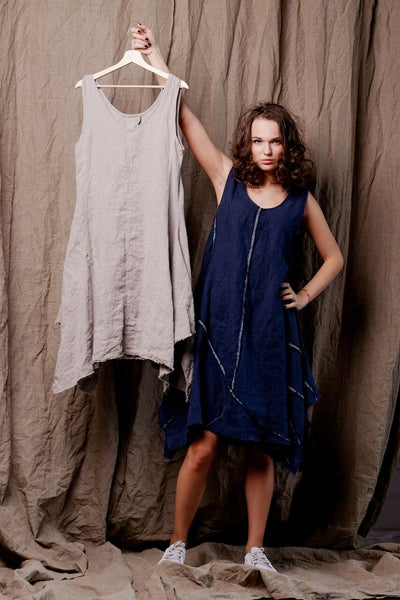 yuvita linen dress Sleeveless Pintuck Dress (2102)